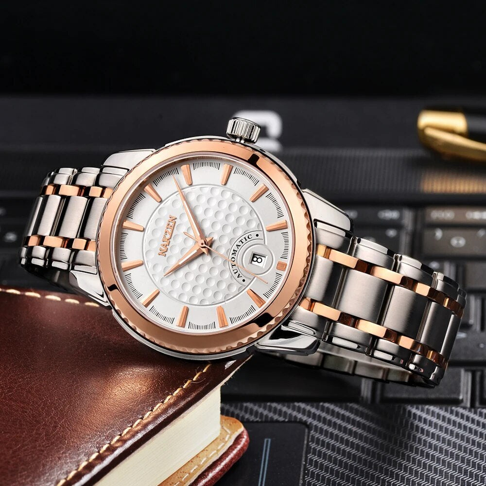 NAKZEN Men Business Mechanical Watch Men's Automatic Miyota 8215 Movt Diamond Watches Sapphire Wrist Watch Waterproof Clock 6020