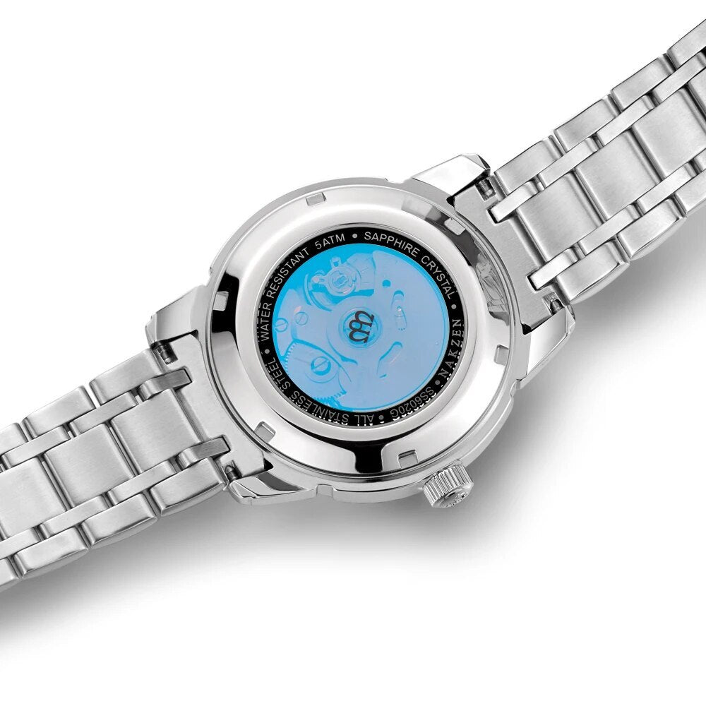 Montre mécanique pour homme NAKZEN – Mouvement automatique Miyota 8215, détails en diamant, verre saphir, étanche (modèle 6020)