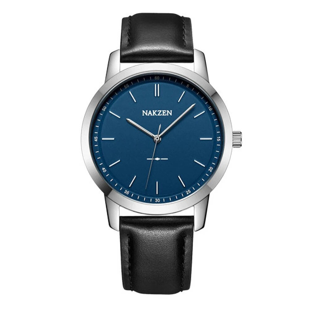 Montre à quartz pour homme NAKZEN – Style mode, bracelet en cuir, étanche, idéale pour le travail ou le sport (modèle 4052)