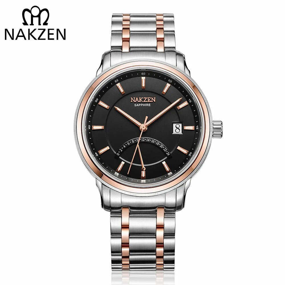 Montre à quartz pour homme NAKZEN – Design en croissant, style tendance et décontracté, étanche et luxueuse, avec affichage de la date (modèle 4021)
