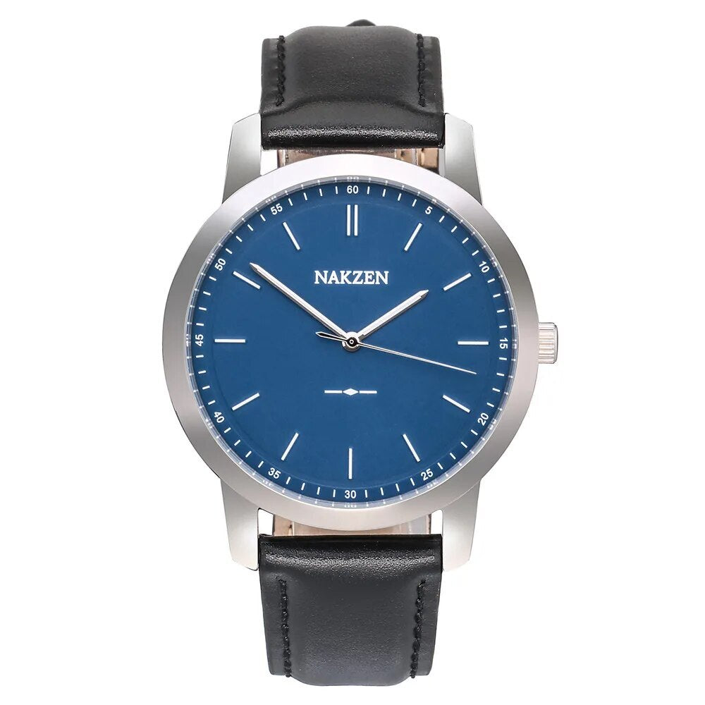 Montre à quartz pour homme NAKZEN – Style mode, bracelet en cuir, étanche, idéale pour le travail ou le sport (modèle 4052)
