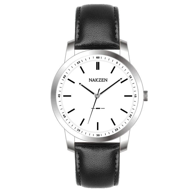 Montre à quartz pour homme NAKZEN – Style mode, bracelet en cuir, étanche, idéale pour le travail ou le sport (modèle 4052)