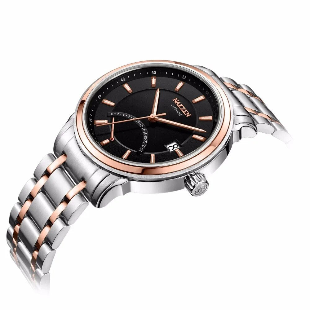 Montre à quartz pour homme NAKZEN – Design en croissant, style tendance et décontracté, étanche et luxueuse, avec affichage de la date (modèle 4021)
