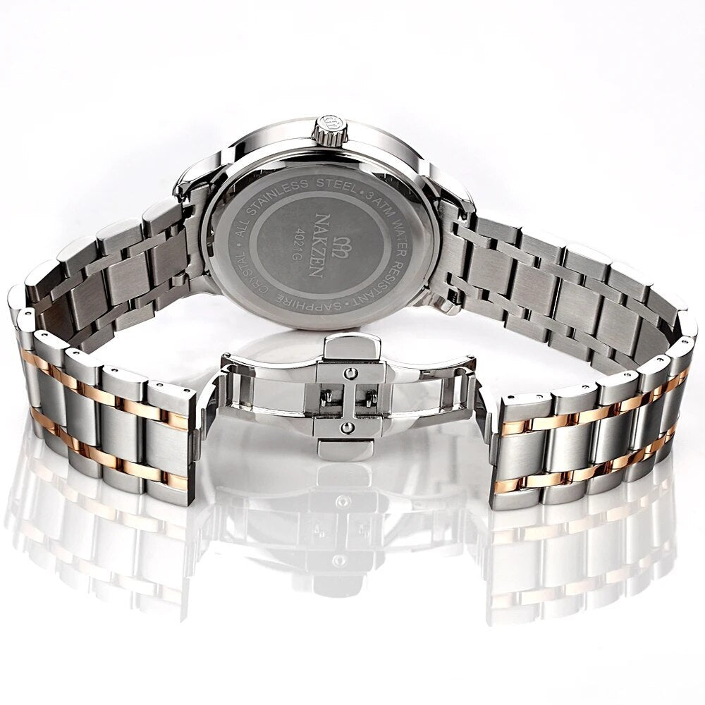 Montre à quartz pour homme NAKZEN – Design en croissant, style tendance et décontracté, étanche et luxueuse, avec affichage de la date (modèle 4021)