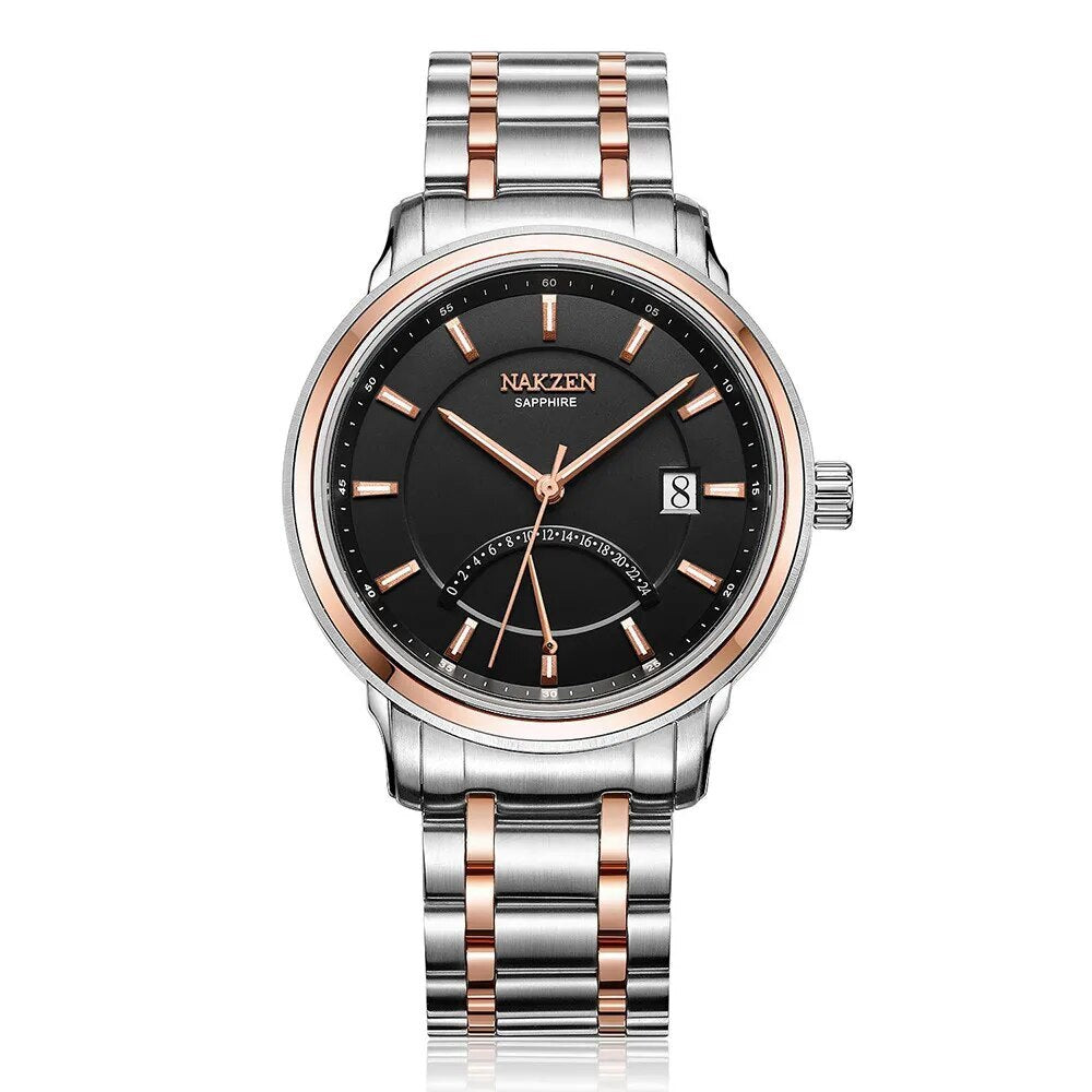 Montre à quartz pour homme NAKZEN – Design en croissant, style tendance et décontracté, étanche et luxueuse, avec affichage de la date (modèle 4021)