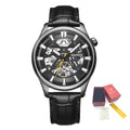 Montre-bracelet mécanique pour homme RUIMAS – Style décontracté et tendance, bracelet en cuir, modèle sport de luxe avec chronographe et fonctions lumineuses