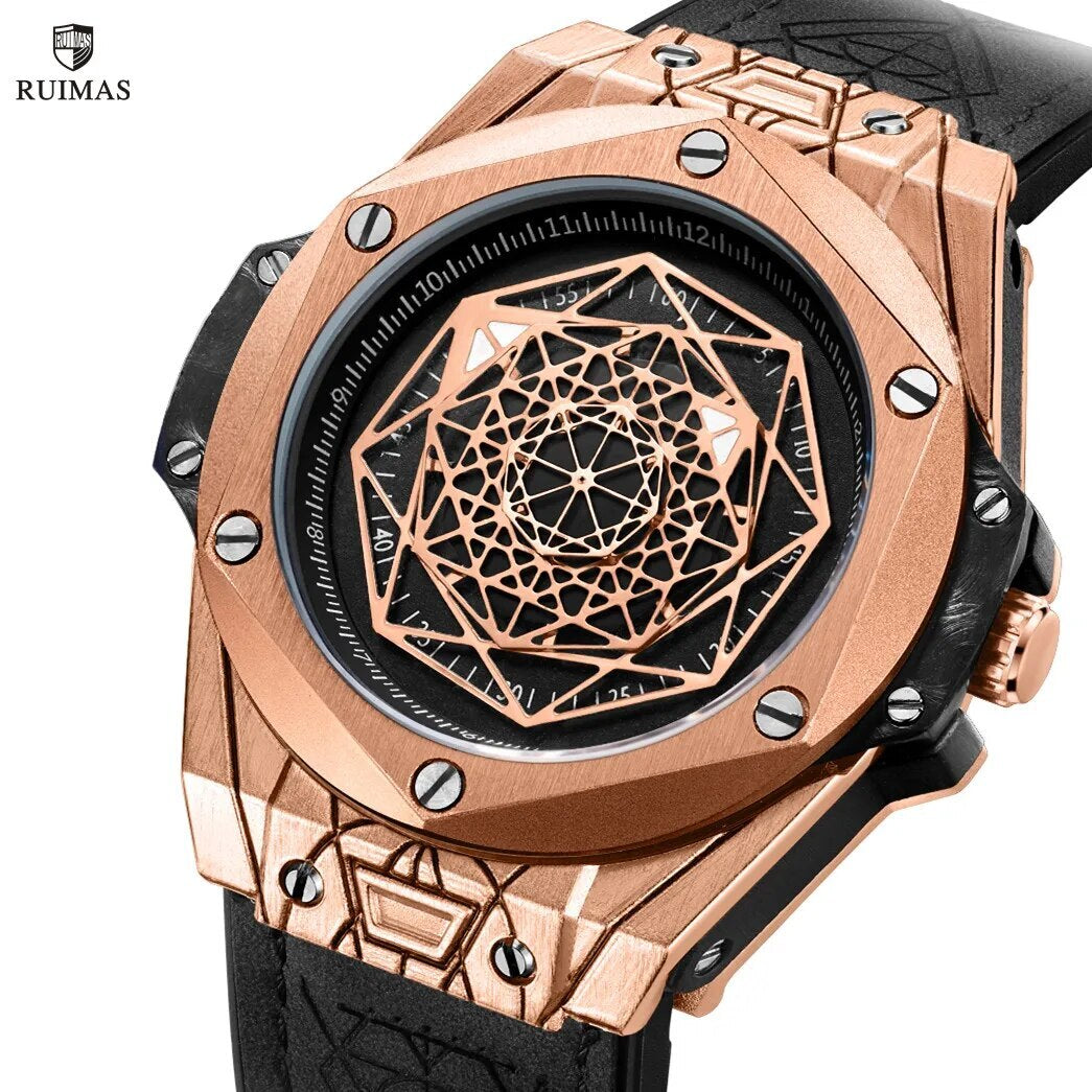 Montre pour homme RUIMAS – Style sport et mode, mouvement à quartz, bracelet en cuir, étanche, modèle décontracté 533