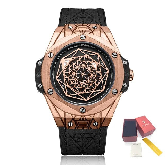 Montre pour homme RUIMAS – Style sport et mode, mouvement à quartz, bracelet en cuir, étanche, modèle décontracté 533