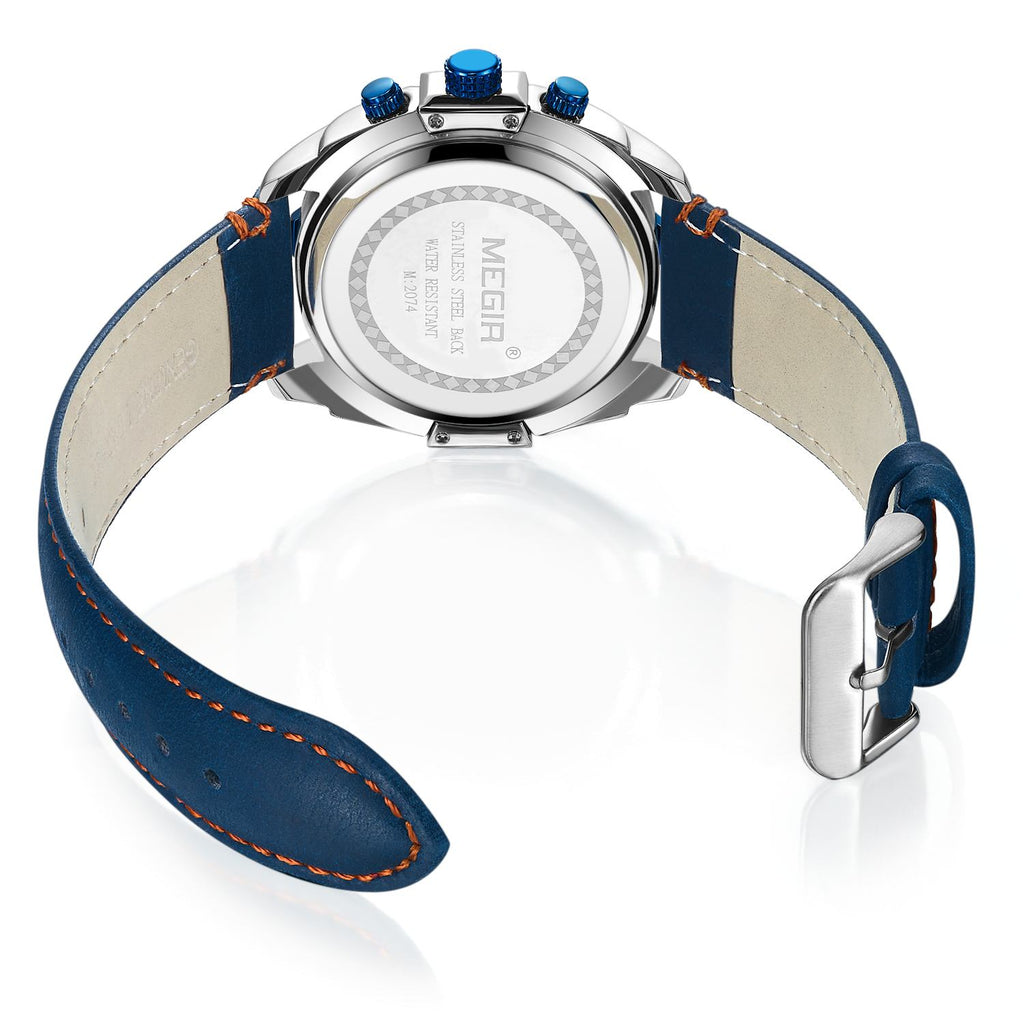 Montre pour homme MEGIR – Chronographe style affaires, bracelet en cuir