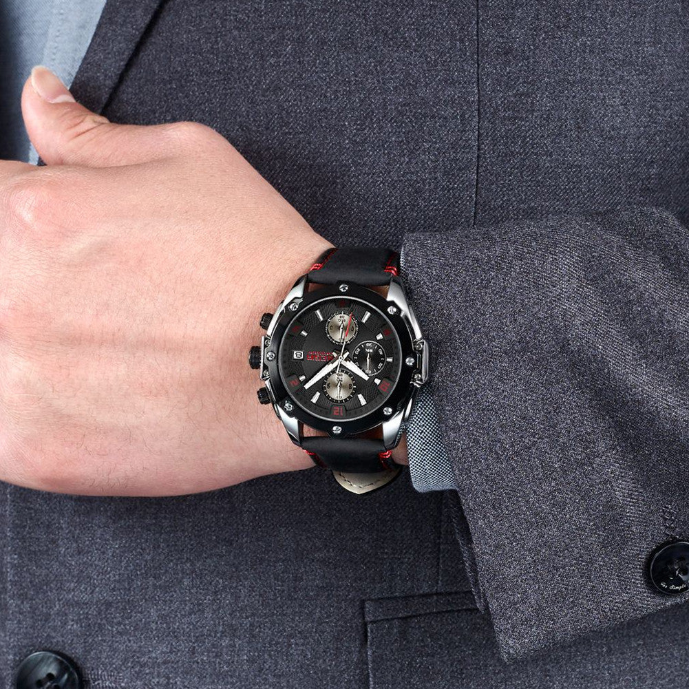 Montre pour homme MEGIR – Chronographe style affaires, bracelet en cuir