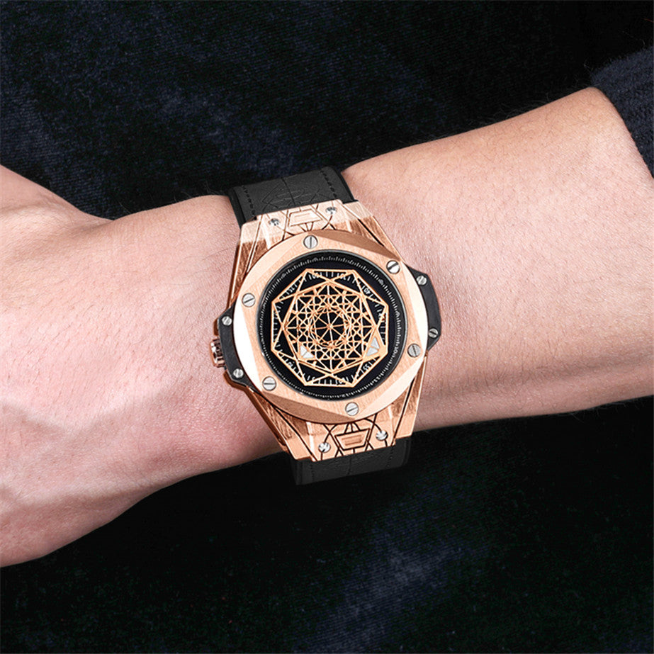 Montre pour homme RUIMAS – Style sport et mode, mouvement à quartz, bracelet en cuir, étanche, modèle décontracté 533