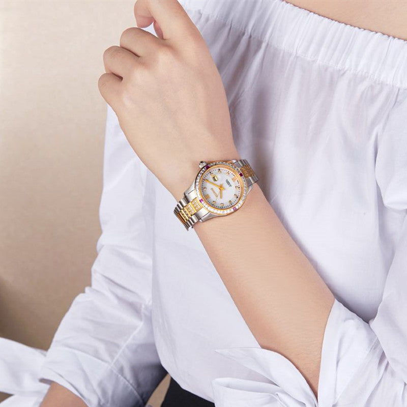 Montre mécanique pour femme RUIMAS avec verre saphir – Luxe, bracelet en acier, style élégant, mouvement automatique – Modèle 6740