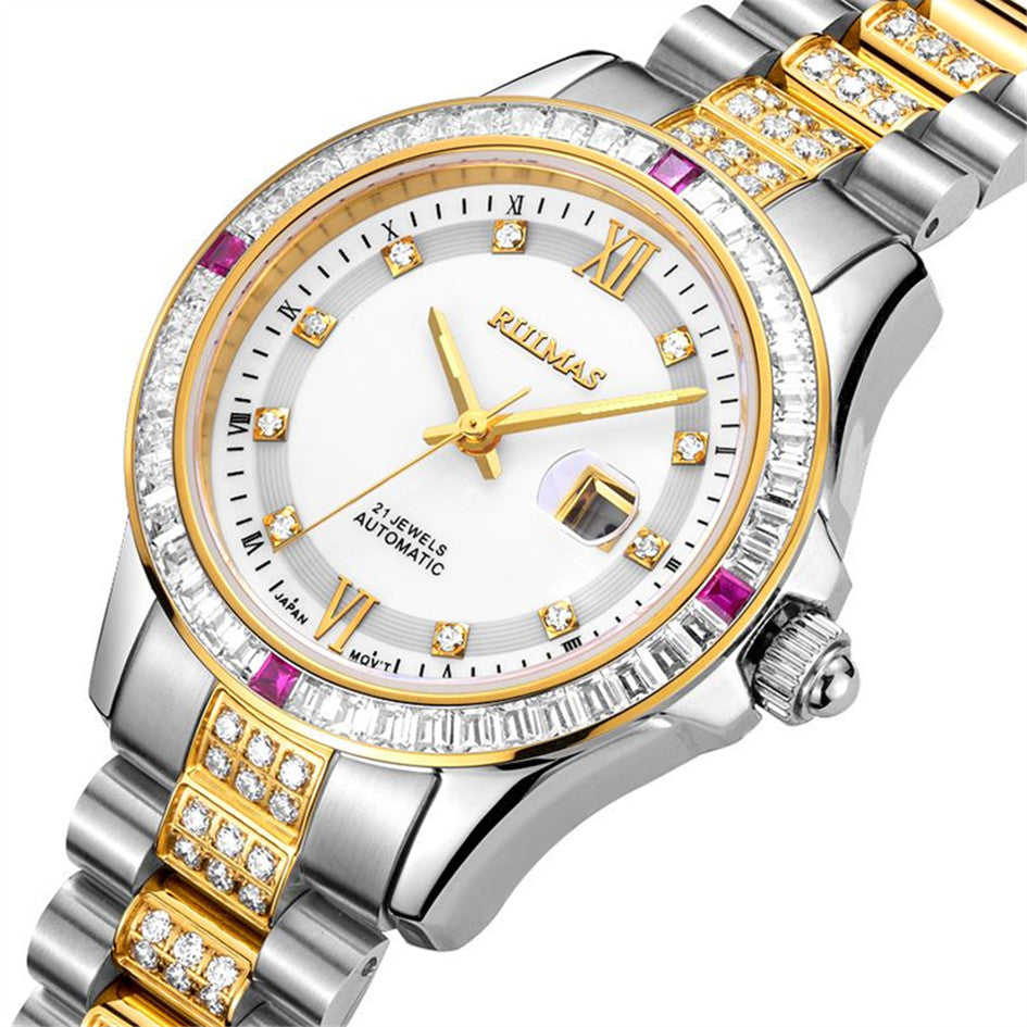 Montre mécanique pour femme RUIMAS avec verre saphir – Luxe, bracelet en acier, style élégant, mouvement automatique – Modèle 6740