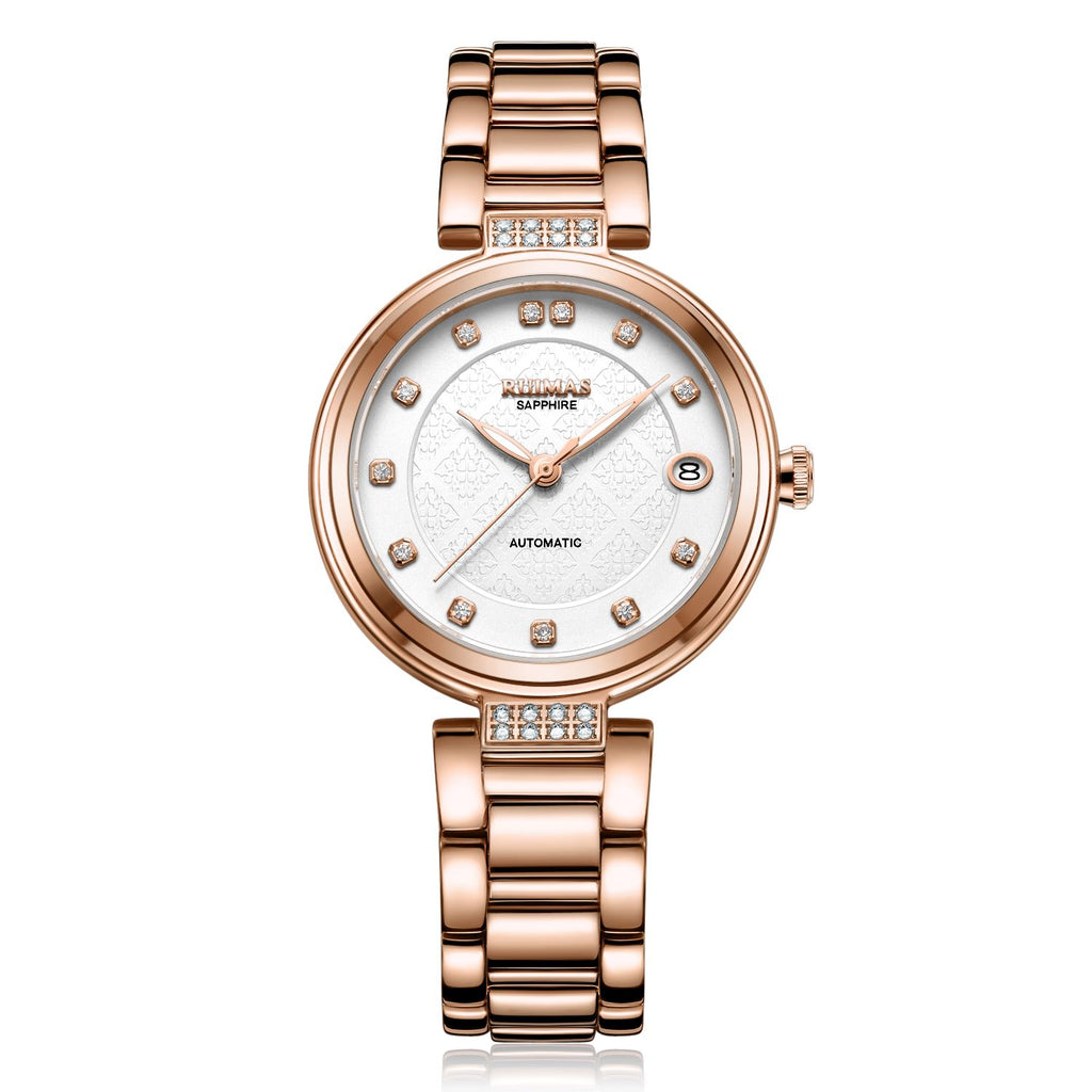 Montre mécanique automatique pour femme RUIMAS – Bracelet en acier, style business et élégant, étanche avec affichage de la date (modèle 6756)