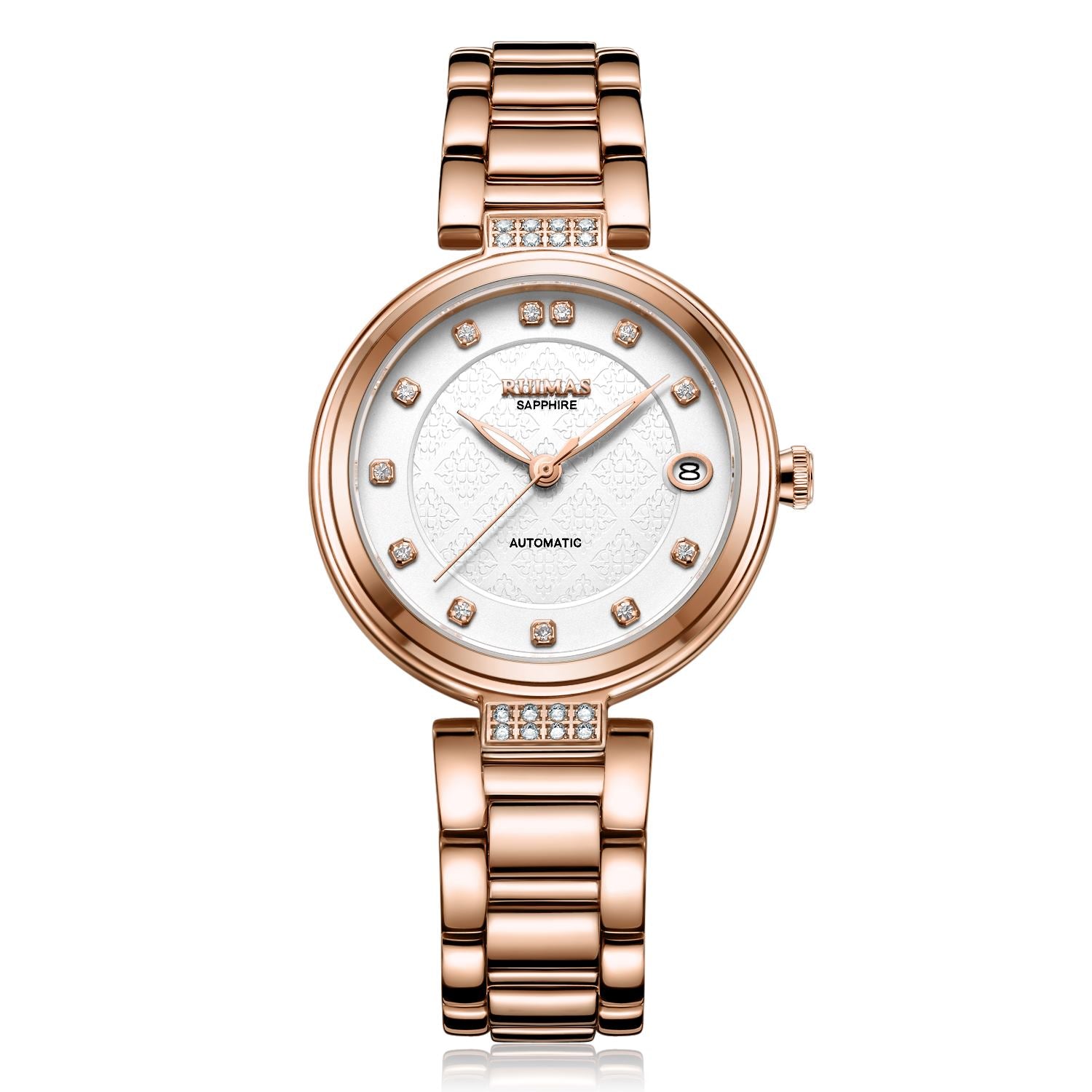 Montre mécanique automatique pour femme RUIMAS – Bracelet en acier, style business et élégant, étanche avec affichage de la date (modèle 6756)