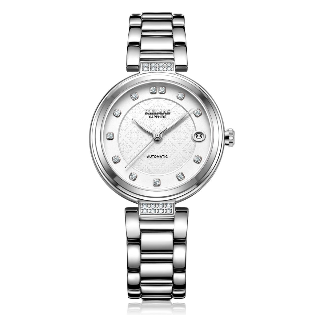 Montre mécanique automatique pour femme RUIMAS – Bracelet en acier, style business et élégant, étanche avec affichage de la date (modèle 6756)
