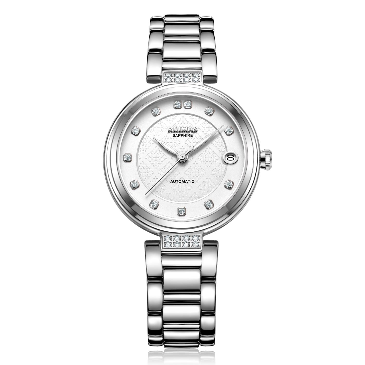 Montre mécanique automatique pour femme RUIMAS – Bracelet en acier, style business et élégant, étanche avec affichage de la date (modèle 6756)