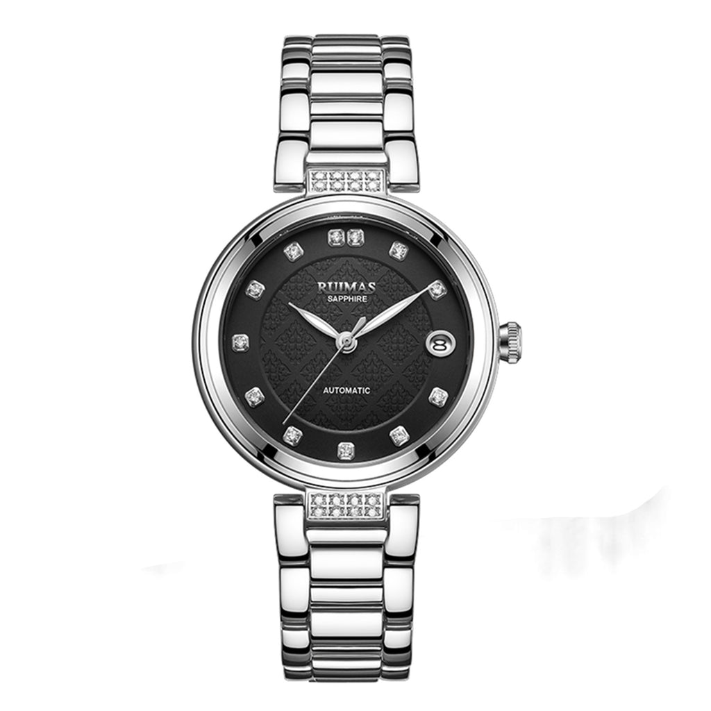 Montre mécanique automatique pour femme RUIMAS – Bracelet en acier, style business et élégant, étanche avec affichage de la date (modèle 6756)