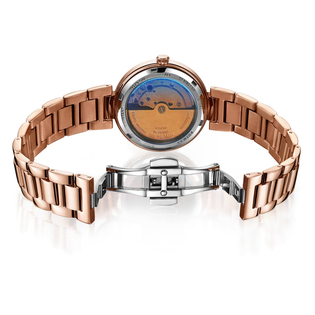 Montre mécanique automatique pour femme RUIMAS – Bracelet en acier, style business et élégant, étanche avec affichage de la date (modèle 6756)