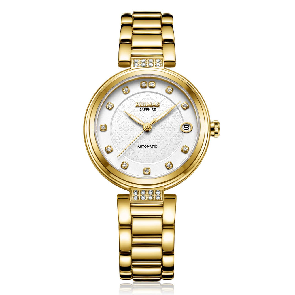 Montre mécanique automatique pour femme RUIMAS – Bracelet en acier, style business et élégant, étanche avec affichage de la date (modèle 6756)