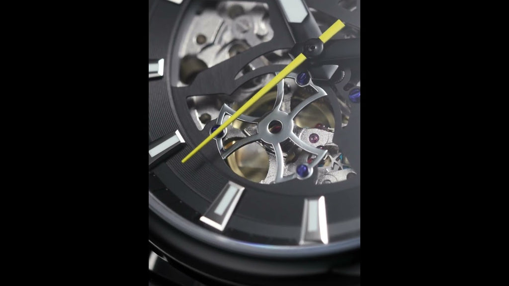 Montre-bracelet mécanique pour homme RUIMAS – Style décontracté et tendance, bracelet en cuir, modèle sport de luxe avec chronographe et fonctions lumineuses