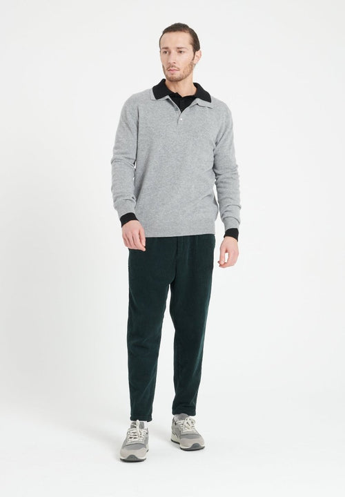 Polo manches longues homme en cachemire gris clair - LUKE 5