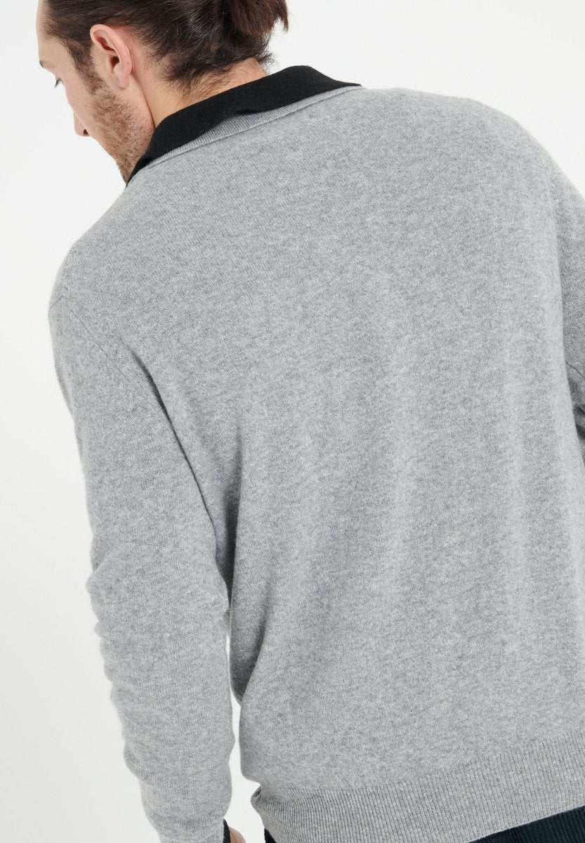 Polo manches longues homme en cachemire gris clair - LUKE 5
