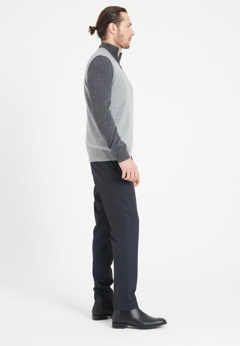 Pull col V sans manches homme en cachemire gris clair - LUKE 9